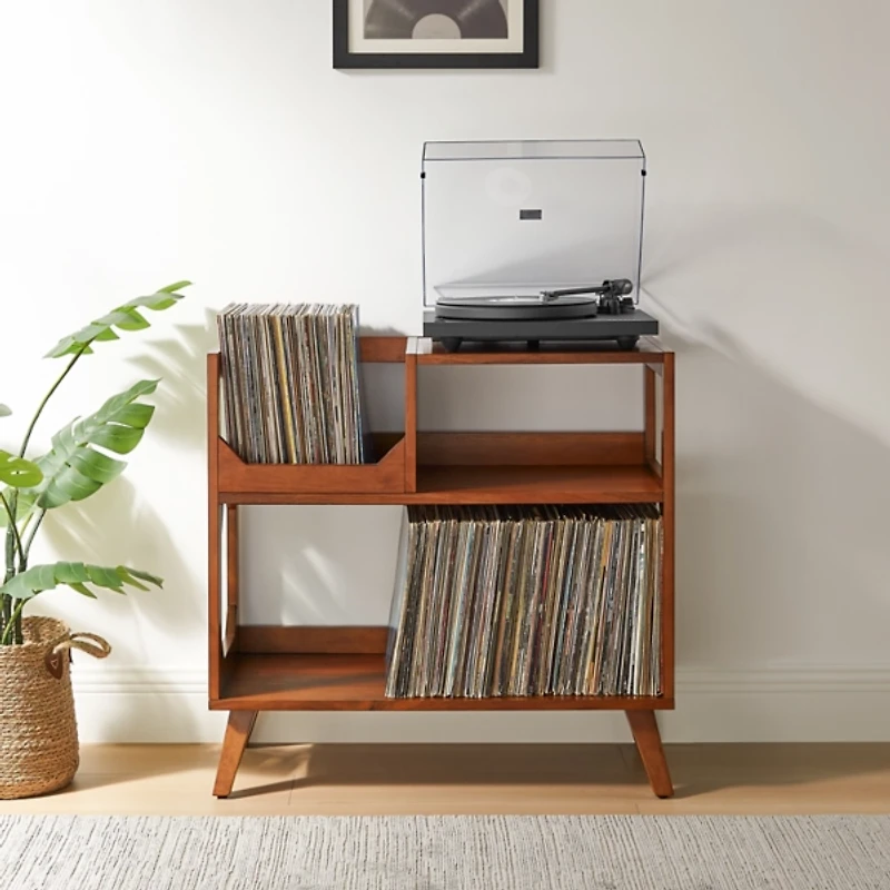 Asheville Walnut Record Player Stand, 32.5 in.
