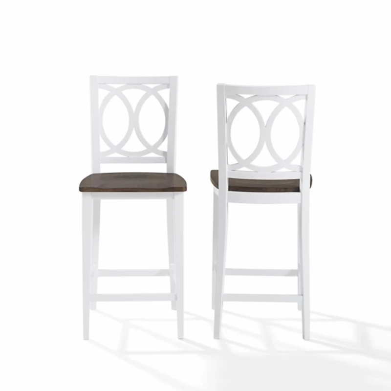 White Wood Charlotte Counter Stools, Set of 2