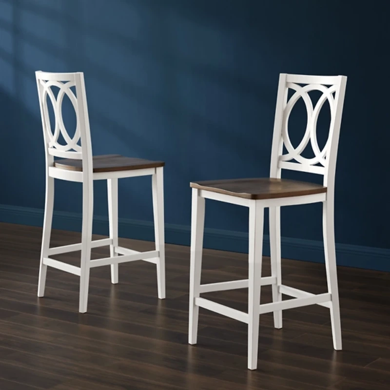 White Wood Charlotte Counter Stools, Set of 2