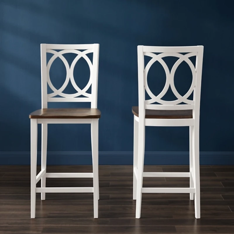 White Wood Charlotte Counter Stools, Set of 2