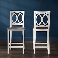 White Wood Charlotte Counter Stools, Set of 2