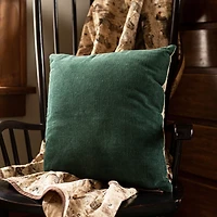 Emerald Velvet Corduroy Throw Pillow