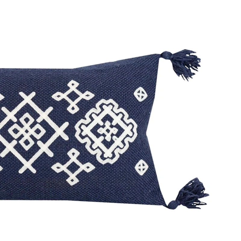 Navy Woven Geo Diamond Indoor/Outdoor Pillow
