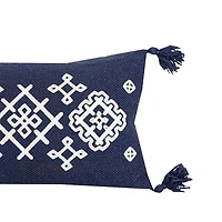Navy Woven Geo Diamond Indoor/Outdoor Pillow