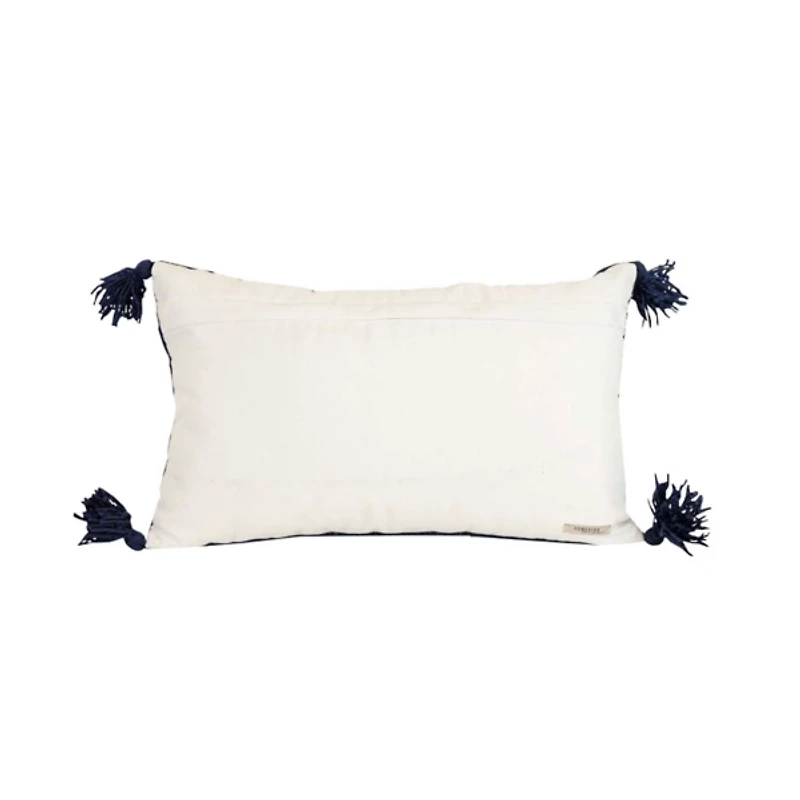 Navy Woven Geo Diamond Indoor/Outdoor Pillow
