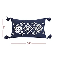 Navy Woven Geo Diamond Indoor/Outdoor Pillow