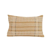 Tan Woven Geo Diamond Indoor/Outdoor Pillow