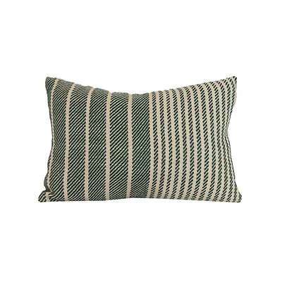Green Woven Stripe Indoor/Outdoor Pillow