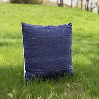 Navy Woven Geo Stripe Indoor/Outdoor Pillow