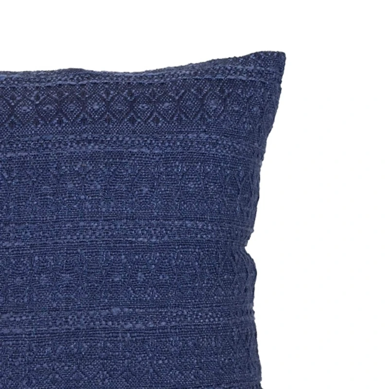 Navy Woven Geo Stripe Indoor/Outdoor Pillow