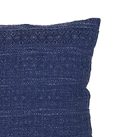 Navy Woven Geo Stripe Indoor/Outdoor Pillow