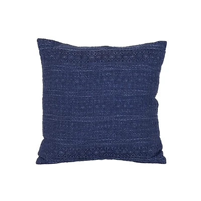 Navy Woven Geo Stripe Indoor/Outdoor Pillow