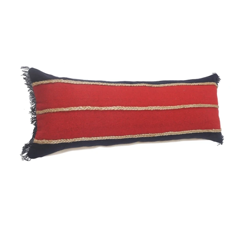 Red & Navy Nautical Rope Lumbar Pillow