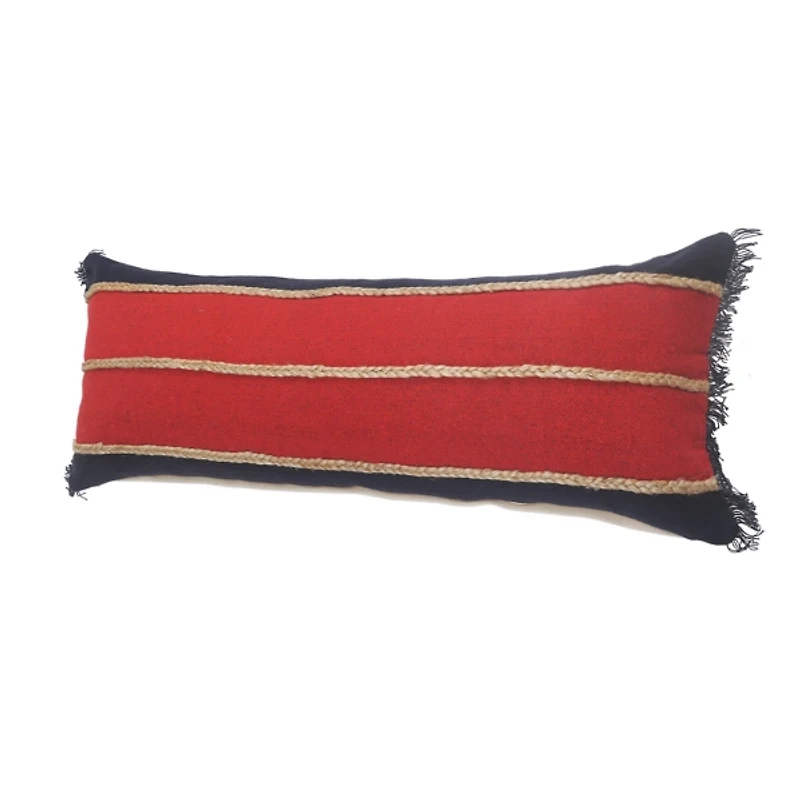 Red & Navy Nautical Rope Lumbar Pillow