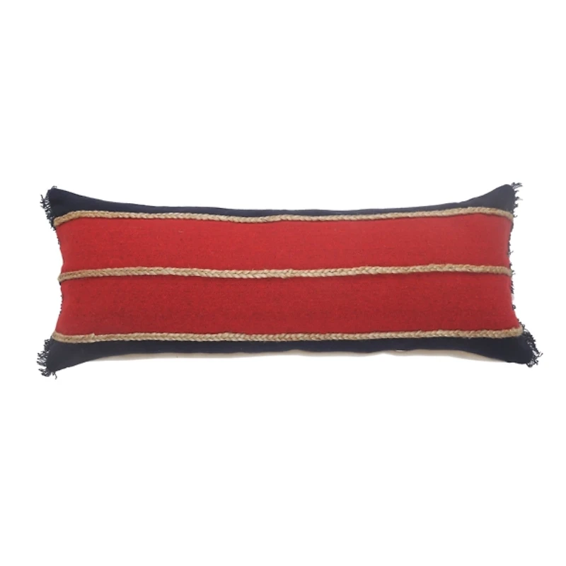 Red & Navy Nautical Rope Lumbar Pillow