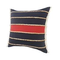 Red & Navy Nautical Rope Throw Pillow. 20x20