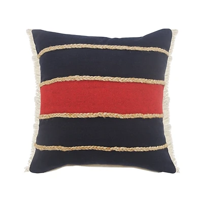 Red & Navy Nautical Rope Throw Pillow. 20x20