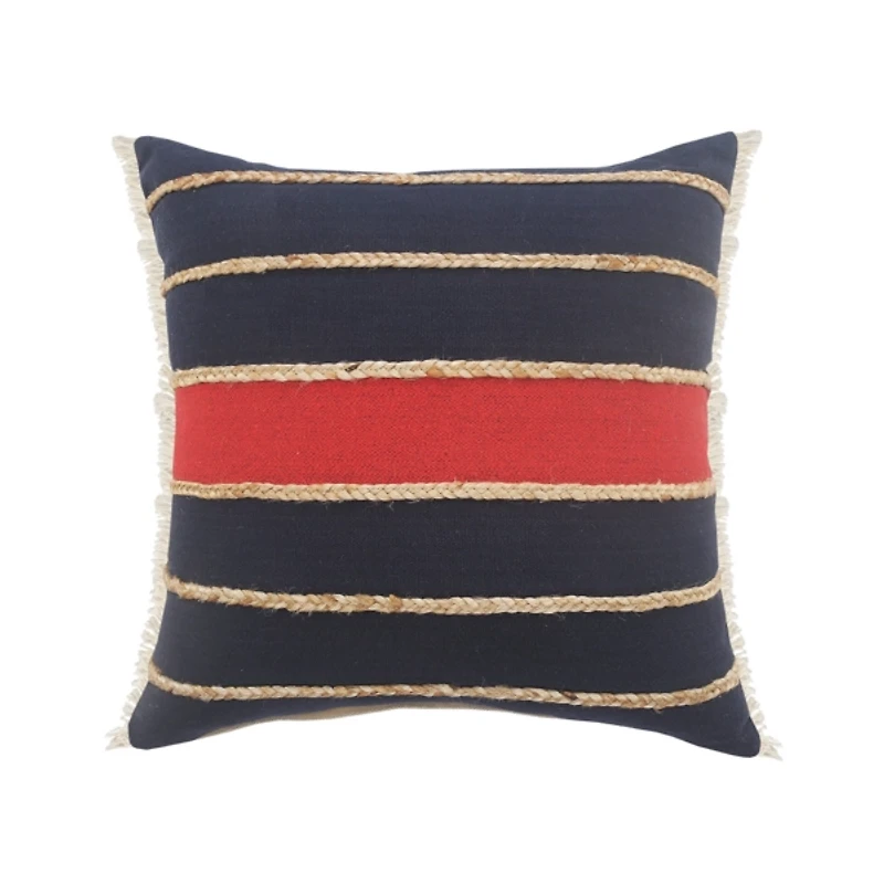Red & Navy Nautical Rope Throw Pillow, 24x24