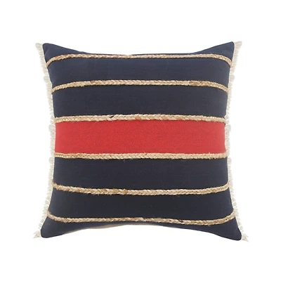 Red & Navy Nautical Rope Throw Pillow, 24x24