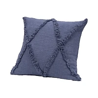 Navy Fringe Diamond Pillow, 18 in.