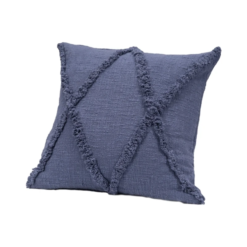 Navy Fringe Diamond Pillow, 18 in.
