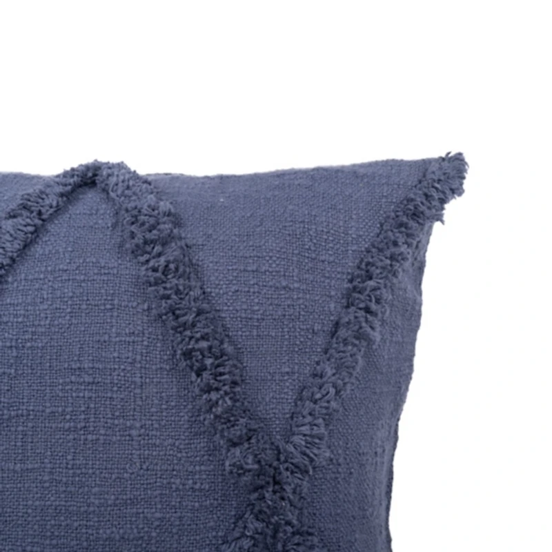 Navy Fringe Diamond Pillow, 18 in.