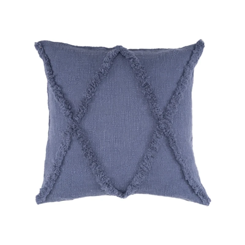 Navy Fringe Diamond Pillow, 18 in.