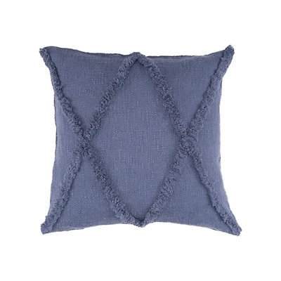 Navy Fringe Diamond Pillow, 18 in.