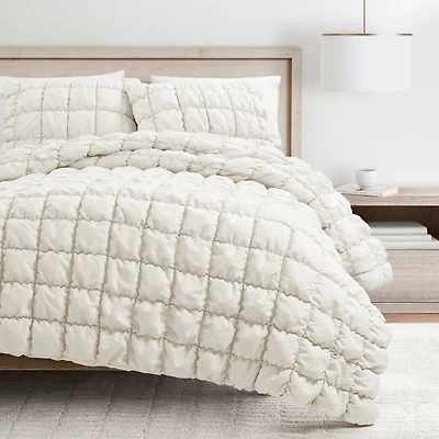 White Puff 3-pc. Full/Queen Comforter Set