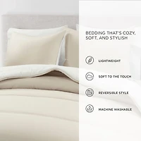 White & Tan Reversible 3-pc. King Comforter Set