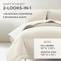 White & Tan Reversible 3-pc. King Comforter Set