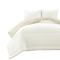 White & Tan Reversible 3-pc. King Comforter Set