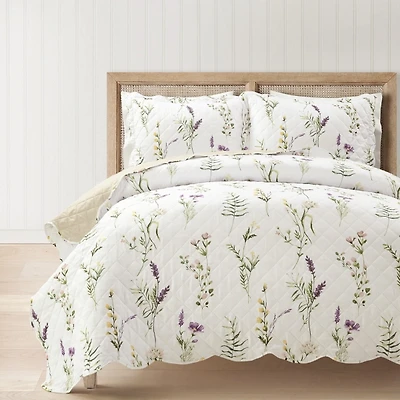 Watercolor Wildflower 3-pc. Full/Queen Quilt Set