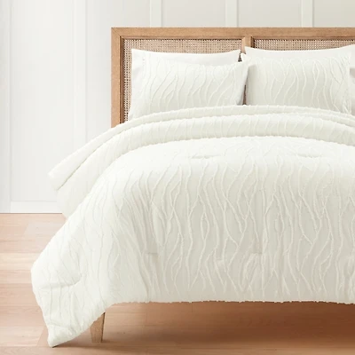 White Jacquard Wave 3-pc. King Comforter Set