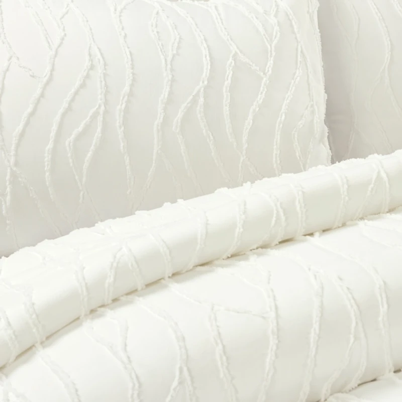 White Jacquard Wave 3-pc. King Comforter Set