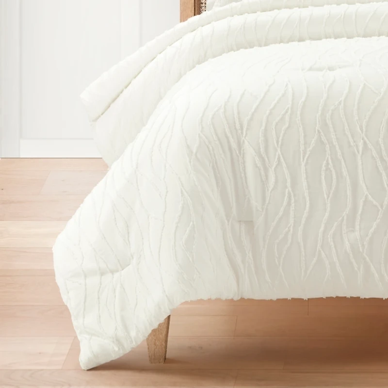 White Jacquard Wave 3-pc. King Comforter Set