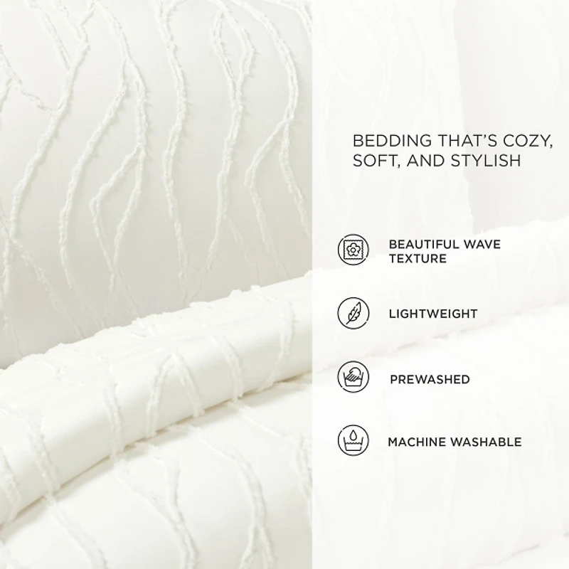 White Jacquard Wave 3-pc. King Comforter Set