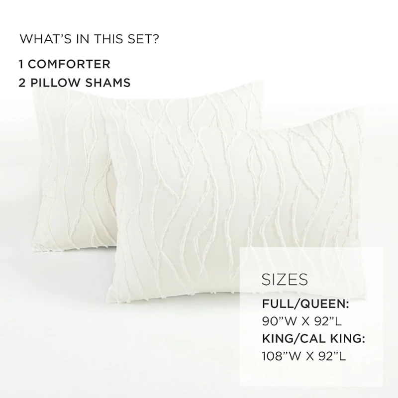White Jacquard Wave 3-pc. King Comforter Set