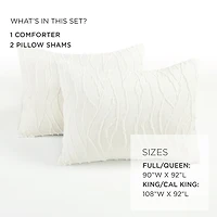 White Jacquard Wave 3-pc. King Comforter Set