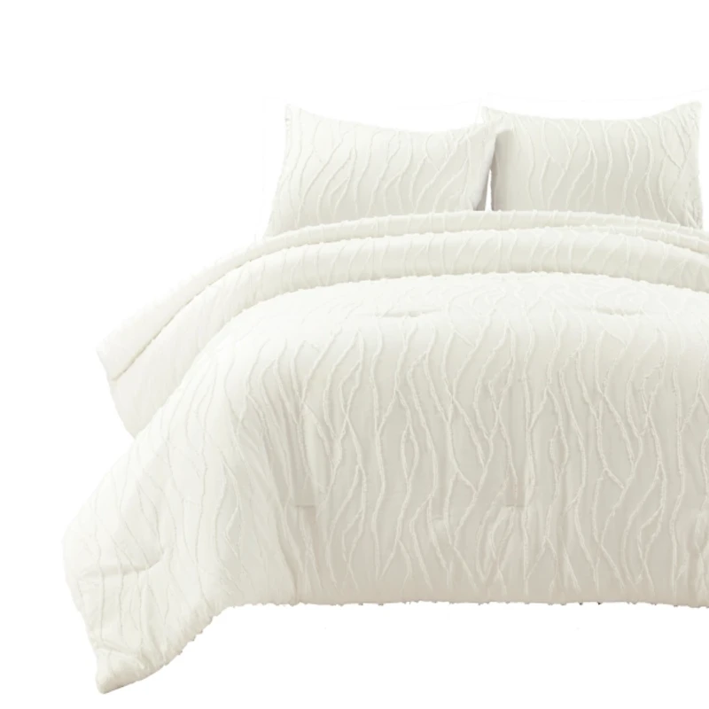 White Jacquard Wave 3-pc. King Comforter Set