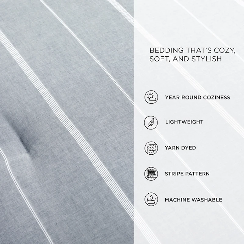 Blue Classic Stripe 3-pc. Full/Queen Comforter Set