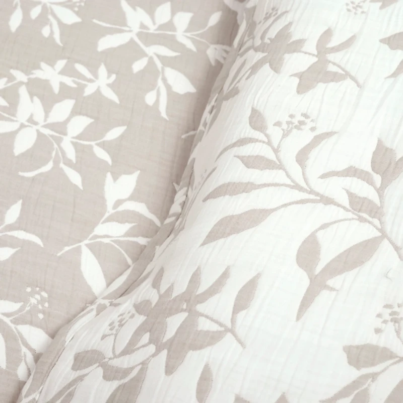 Tan Floral Reversible 3-pc. King Quilt Set