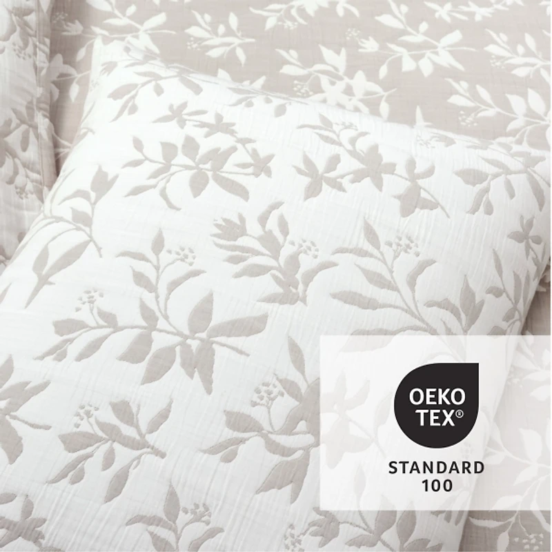 Tan Floral Reversible 3-pc. Full/Queen Quilt Set