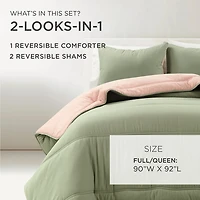 Coral & Sage Reversible 3-pc. Queen Comforter Set