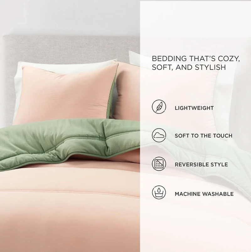 Coral & Sage Reversible 3-pc. Queen Comforter Set