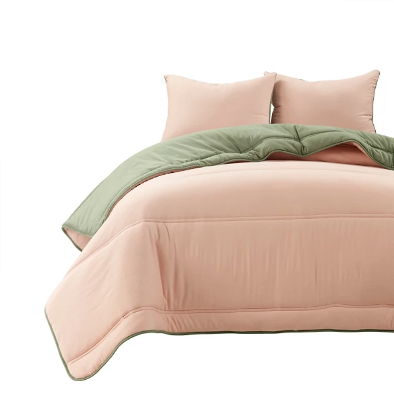 Coral & Sage Reversible 3-pc. Queen Comforter Set