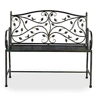 Green Leaves Metal Outdoor Bench