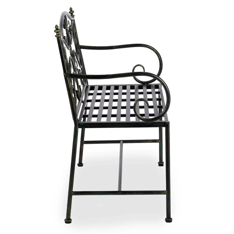 Green Leaves Metal Outdoor Bench