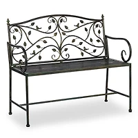 Green Leaves Metal Outdoor Bench