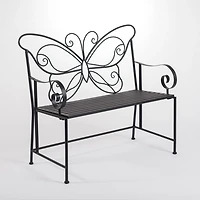 Black Metal Butterfly Outdoor Bench